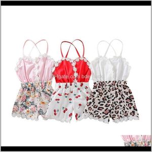 Abbigliamento per neonati Neonato, Premaman per bambini Tutina casual senza maniche, motivo stampato con scollo a barca orlo in pizzo monopezzo, rosa / bianco / rosso ragazze D