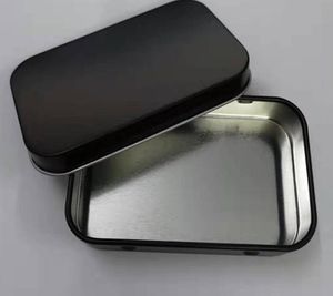 Plain Black and White Tin Box 9.5cmx6cmx2.1cm Rektangel Tea Candy Visitkort USB Storage Box Fodral