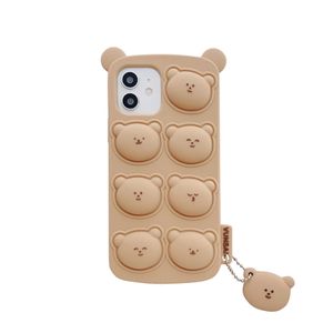 Bonito Bear Push Bubble Phone Case Capa protetora para iPhone 11Pro Max 8 mais brinquedo de descompressão