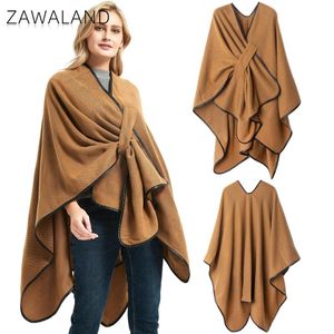 Wholesale trade wraps for sale - Group buy Scarves Zawaland Foreign Trade Europe And America Fashion Acrylic Lady Shawl Buckle Leather Edge Solid Color Camel Open Fork