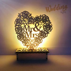 パーティーの装飾木製のブライダルMRMRSの結婚式の装飾ロマンチックな提案LEDナイトランプ素朴な好意バレンタインデーの現在の物資