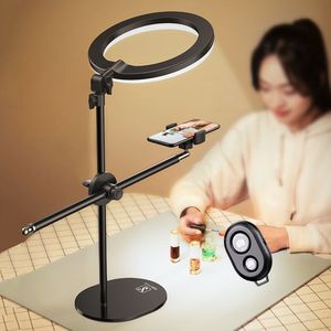 Tabletop Tripé Montod Mount Bracket Stand Para Vídeo Fotografia Makeup LED Anel Light Lamp Telefone Titular com Controle NE065