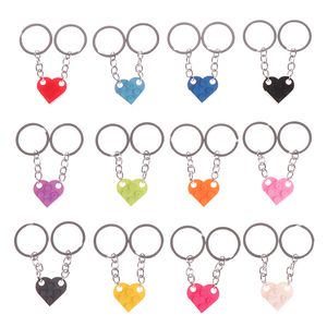 Cute Heart Brick Brelok Dla Pary Przyjaźń Kobiety Mężczyźni Dziewczyna Chłopiec Lego Elementy Klucz Pierścień Biżuteria Biżuteria Prezent Keyfob