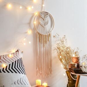 Boho Makramee Wandteppich Wandbehang Diy Schlafzimmer Wohnzimmer Dekoration Kinder Handarbeit gewebt Home Decor