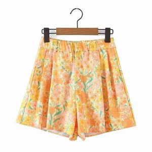 Casual mulheres cintura alta shorts straight verão moda senhoras rua fêmea impressa 210515