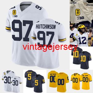 NCAA Michigan Wolverines Aidan Hutchinson TM 42 Football Jersey Daxton Hill Donovan Edwards Tom Brady Cade McNamara Christopher Hinton