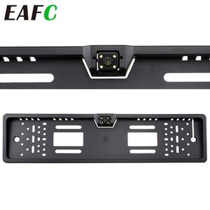 Car Rear View Cameras& Parking Sensors Auto Parktronic EU License Plate Frame HD Night Vision Camera Reverse With 4 Led Light