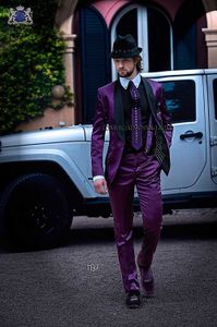 Estilo italiano roxo homens ternos para cantor promete fase preto xaile lapela casamento smoking 2 peça homem terno conjunto jaqueta com calças x0909