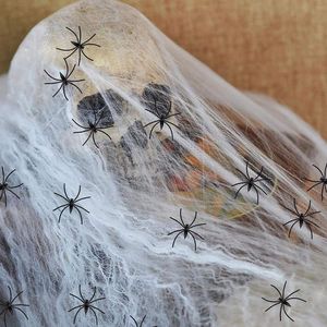 200 Square Feet Fake Spider Web Cobweb Halloween Party Outdoor Decorations Supplies with 60 Spiders