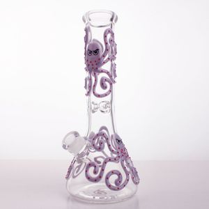 7mm Thick Octopus Beaker Bong 13 Inch Tall Hookahs Hand Painting Glass Water Pipe Dab Rigs Green Pink Purple Smoking Tools