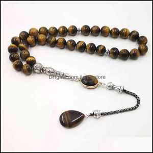 Charm armband stil mans tasbih tiger ögon natursten muslimsk radband islam 33 66 99 pärlor mode armband 2xqs