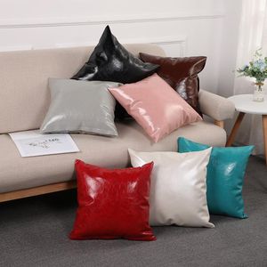 Kudde / dekorativ kudde Luxury PU Läder Fabric PillowCase Farmhouse Kudde omslag Vattentät Kuddar Funda Cojin Bäddsoffa Rum Hom