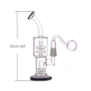 8 inç Sigara Su Borusu Bong Kalın Cam Beher Bongs Stereo Matrix PERC Başlık Geri Dönüşüm Sunma Oil Kuleleri ile 14mm Erkek Cam Yağ Burner Borular