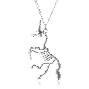 Frauen Vintage Cartoon Persönlichkeit Einhorn Skelett Legierung Anhänger Halsketten Mode Schmuck