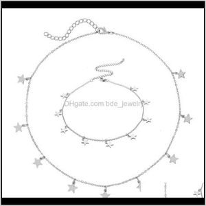 Naszyjniki wisiorki biżuteria biżuteria biżuteria ze stali nierdzewnej sier i złota krótka gwiazda szyjka bransoletka