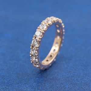 Rose guldpläterad mousserande rad evighetsring med klar kubisk zirkoniumoxid passar pandora smycken engagemang bröllop älskare mode ring för kvinnor
