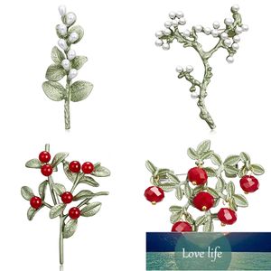 Enamel Plant Brooches Green Leaf Red White Fruit Pearl Brooch Collar Shoe Lips Clothing Pins Badge for Women Men Jewelry  Factory price expert design Quality Latest