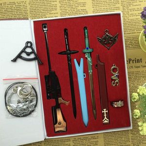 Sword Art Online Sao Swords Schlüsselanhänger Metall Kirigaya Kazuto Kirito Excalibu Asuna Elucidator Scabbard Schlüsselanhänger Box Cosplay Prop H0915