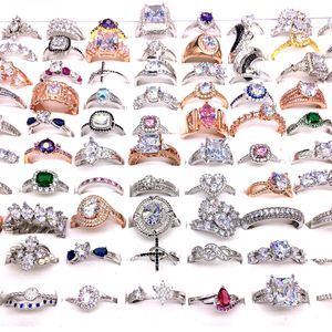 wholesale 30pcs/Lot women's rings rhinestone crystal zircon stone Jewelry Ring couple gifts wedding bands mix styles fashion party favor