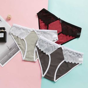 New Women's Cotton Panties Lingerie soft Comfortable Underwears Panty Sexy Lace Briefs For Woman Low-Rise Intimates Underpants Y0823