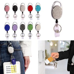 Neue Diamant Abzeichen Reel Lanyard ID Karte Abzeichen Halter Mehrzweck Schlüsselanhänger Metall Anti-verloren Clip Party Favor Meer verschiffen IIA455