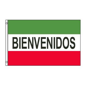 Bienvenidos-Flagge, 3 x 5 Fuß, 150 x 90 cm, Digitaldruck, 100D-Polyester, für den Innen- und Außenbereich, zum Aufhängen mit 2 Messingösen