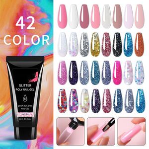 Nail Gel 15ml Acrylic For Extension Clear Pink Glitter Quick Building Finger Soak Off UV Polish Nails Art Tools