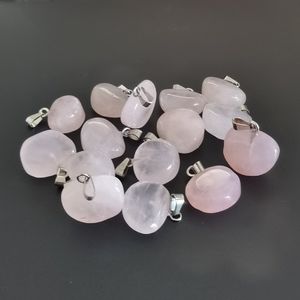 Natürlicher Kristall Rosenquarz Unregelmäßiger Stein Charms Fächerförmiger Anhänger für DIY Ohrringe Halskette Schmuckherstellung ACC