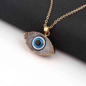 Bohemian Vintage Turkish Evil Eye Pendant Necklace Fashion Clavicle Chain Statement Long Necklace Women Jewelry Femme Collares G1206