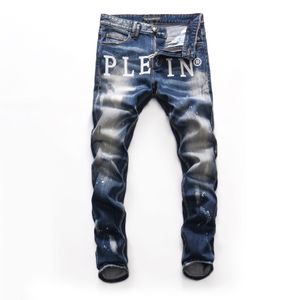 Pink Paradise Plein Classic Fashion Man Jeans Rock Moto Mens Casual Design Ripped Jeans Ejressed Skinny Denim Biker Eans 157489