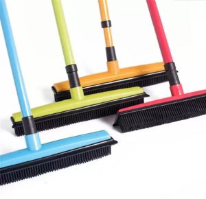 Home Cleaning Brushes Rubber Broom Pet Hair Lint Removal Device Telescopic Bristles Magic Clean Sweeper Squeegee Scratch Bristle Long Push Broom