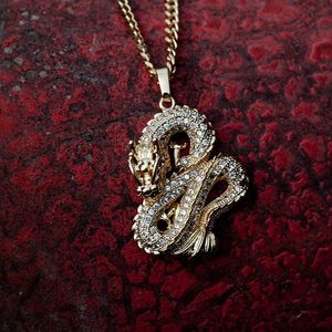 Pendant Necklaces 2022 Jewelry Dragon For Women Men Gold Color Jewellery Cubic Zirconia Mascot Ornaments Lucky Symbol Gifts