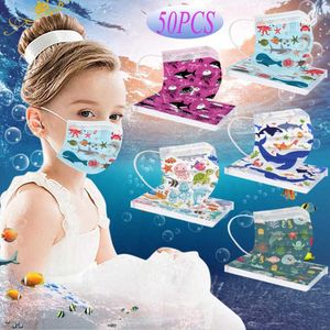 50pc Kawaii Cartoon Maskers voor Kinderen Kind Protec 3-Lagen Wegwerp Kinderen Meisjes Adem Mond Masker Bandage Masque