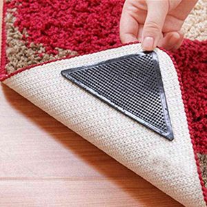 4PCS Hem Golv Rug matta Mat Grippers Självhäftande Anti Slip Tri Klistermärke Återanvändbar Tvättbar Silikon Grip Bil Parfym Pil