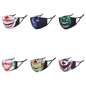 2021 New Halloween ghost mask winter warm three-layer print imitation face scary cotton masks anti-dust face-mask