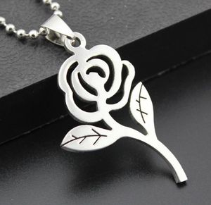 Fashion men and women stainless steel rose Pendant titanium Jewelry Free choice bead Necklace Leather rope Cross chain