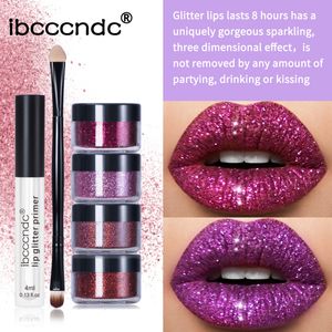 Ibcccndc DIY Glitzer Flüssiger Lippenstift, Glänzender Lipgloss, Diamant, Wasserdicht, Langlebig, Lipgloss-Set, 4 Stück/Set