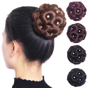 Clip per donne nelle estensioni dei parrucchini Capelli ricci Chignon sintetico Pettini in plastica Elastico per chignon da sposa Acconciature Updo