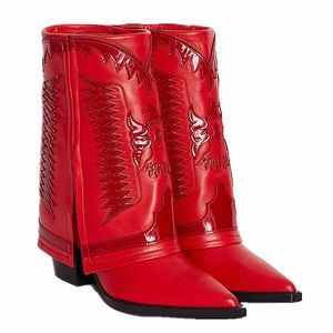 Kvinnor retro booties vinter västra cowboy stövlar läder glida på riddare andningsbara shorts boot kvinnlig casual
