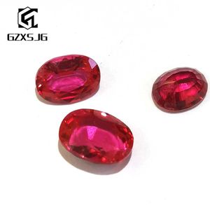 GZXSJG Ovaler, 4 x 6 mm großer, im Labor gewachsener Rubin, hergestellter loser Edelstein für Schmuck, persönlich, individueller natürlicher blutroter Rubin für Schmuck DIY H1015