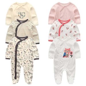 전체 슬리브 면화 rompers 신생아 소년 소녀 옷 2020 Ropa Bebe O 넥 아기 Romper Jumpsuits 12 월계 LJ201023