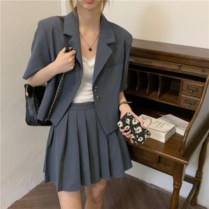 Wholesale shoulder pad blazer for sale - Group buy Women s Suits Blazers Short sleeved Suit Jacket Female Summer College Style Uniform Thin Shoulder Pad Small Loose Casual Short Top