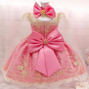 Девушка платья рожденные Baby Girls Princess платье малыша дети 3 6 9 12 18 24 месяца рождественские рождественские вечеринки пачки кружевной костюм крещение одежда