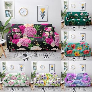 Stuhlhussen Bunte chinesische Rosenblume bedruckte Sofabezug elastische Schnittcouch für Wohnzimmer Einzelsofa Schonbezug