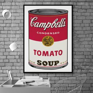 Pintura em tela vintage andy warhol sopa de tomate abstrato galeria interior quadros decorativos parede para sala estar decoração casa