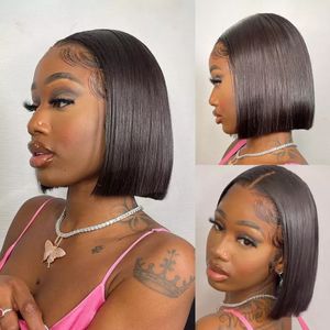 Lace Bob Peruca 13x4 Lace Frontal Human Human Wigs Brazilian Remy HD Fechamento Frente para Mulheres Negras Quente Novo 150% Densidade Pixie Corte