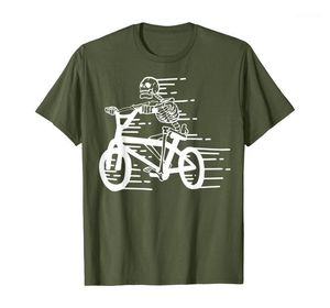 T-shirt da uomo Bike Funny Skeleton On Bicycle Biker Cycling T-Shirt