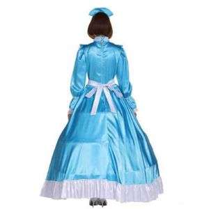 Girl Maid Lockable Satin Long Dress Cosplay Costume su misura Y0913