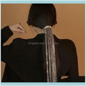 Headbands Jewelryfyuan Shiny Full Rhinestone Hairpins For Women Long Tassel Crystal Hair Aessories Wedding Bride Jewelry Drop Delivery 2021