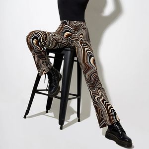 Paisley Print Brown Y2K спортивные штаны с высокой талией брюки мода женщин новых летних винтажных брюк для женской улицы Capris 210415